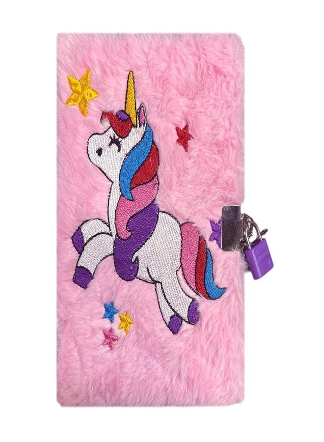 جيادا مفكرة جيادا للأطفال بتصميم وحيد القرن، مصنوعة من الفرو الناعم مع قفل. - Image 1